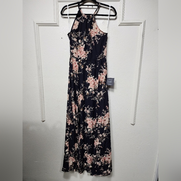 Lulus Feel the Music Midnight Blue Floral Print Maxi Dress S Party Feminine NWT - Picture 6 of 10